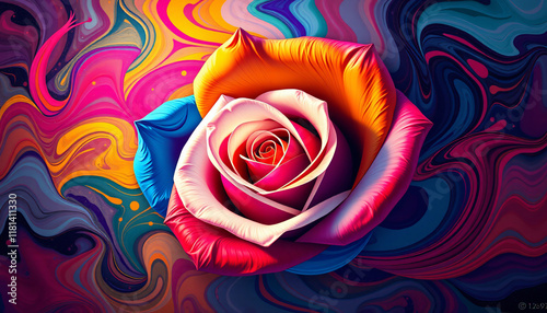 Pink and red roses on a blue background, symbolizing love and beauty, perfect for a romantic gift or valentine bouquet