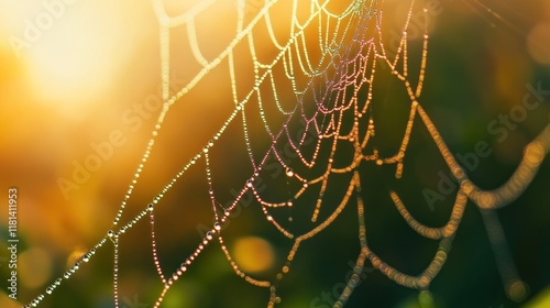Dew-Kissed Spiderweb at Sunrise: A Tapestry of Nature's Art