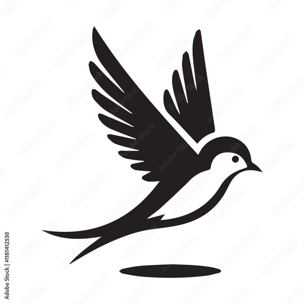 Bird flying Silhouette vector illustration for logo design and graphical art isolated on a white background, cute bird vector design Bird flying Silhouette vector illustration for logo design and graphical art isolated on a white background, cute bird vector design