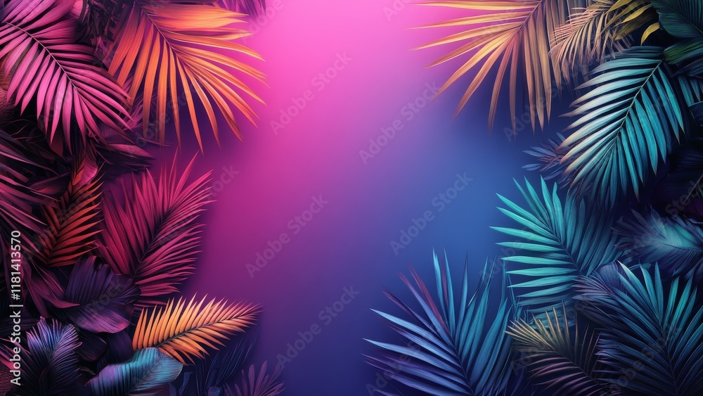 Vibrant tropical leaves create a stunning abstract background Vibrant tropical leaves create a stunning abstract background