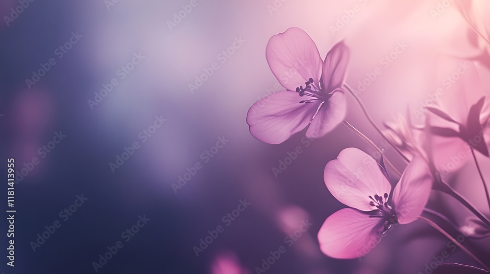 Delicate Pink Flowers Softly Illuminated in Nature Delicate Pink Flowers Softly Illuminated in Nature