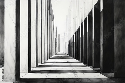 linear perspective lines converging to a vanishing point creatin