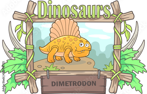 little cute prehistoric dinosaur dimetrodon