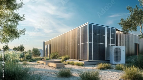 Wallpaper Mural Modern building, landscaped grounds, climate control unit. Torontodigital.ca