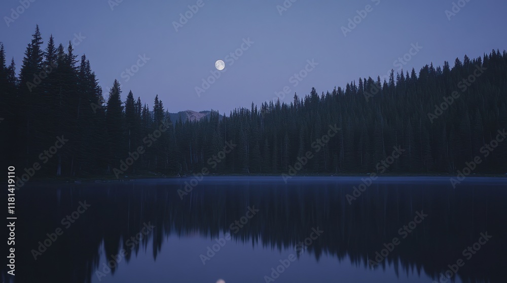 Serene Moonlit Lake in the Forest Serene Moonlit Lake in the Forest