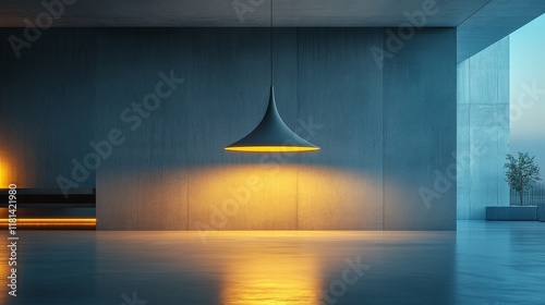 Contemporary interior with warm lighting and minimalist design in urban envir...