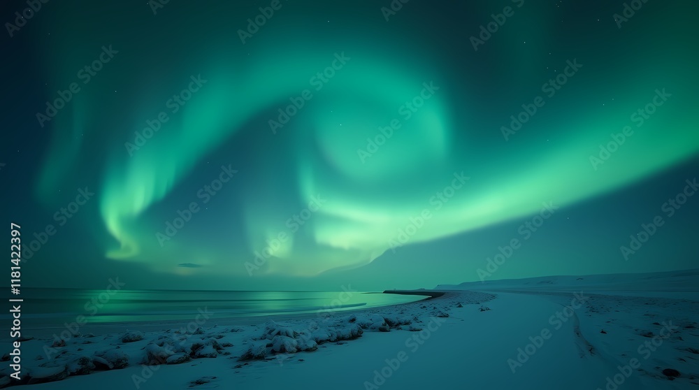 Naklejka premium Northern Lights, Polar Night in Iceland