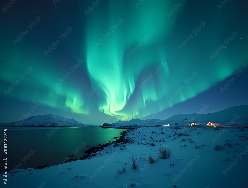 Fototapeta premium Northern Lights, Polar Night in Iceland