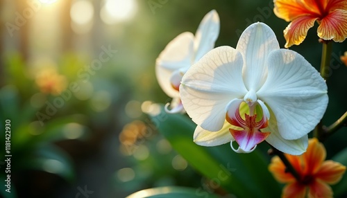 White Orchid Flower in Sunlight
