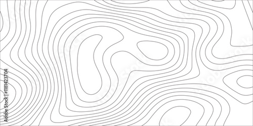 Abstract white contour wave lines topographic background, lines map seamless pattern, modern wallpaper texture and realistic design used for banner and posters, mountain relief geographic pattern.