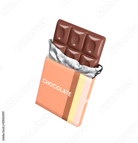Chocolate bar 3d illustration. Chocolate 3d icon