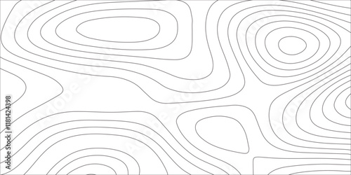 Abstract white contour wave lines topographic background, lines map seamless pattern, modern wallpaper texture and realistic design used for banner and posters, mountain relief geographic pattern.