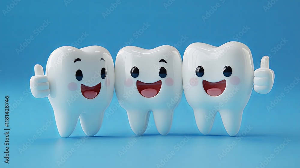 Fototapeta premium Happy Cartoon Teeth Illustration for Oral Care