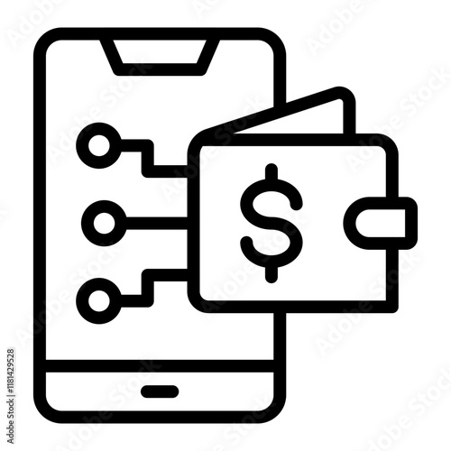 Ewallet Vector Line Icon Design