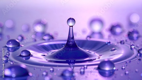 Obraz na płótnie Abstract Background. A close-up image that captures intricate details of water droplets on a surface, in blue and purple shades. w salonie