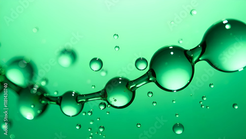 Obraz na płótnie Abstract Background. A close-up image that captures intricate details of water droplets on a surface, in green shades. w salonie