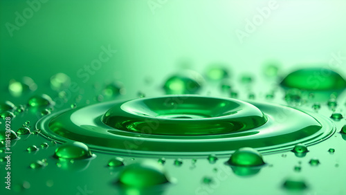 Obraz na płótnie Abstract Background. A close-up image that captures intricate details of water droplets on a surface, in green shades. w salonie