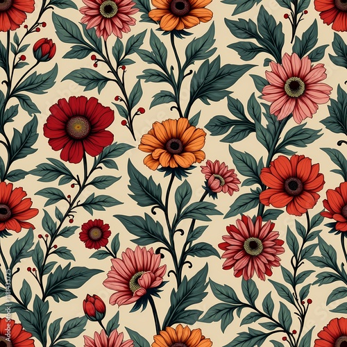Wallpaper Mural Seamless vintage floral pattern Torontodigital.ca