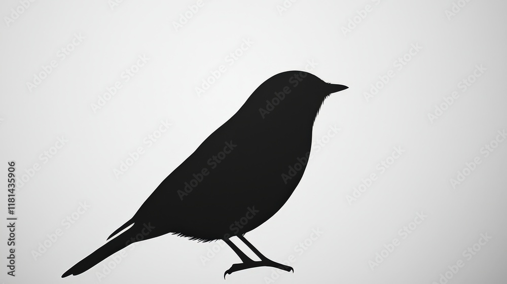 Obraz premium A silhouette of a bird standing against a light background, highlighting its shape and form.