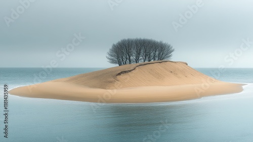 Calm turquoise ocean waves gently lapping at a serene sandy beach under a cle...