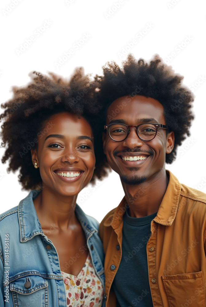 Cheerful Business Couple Representing Teamwork and Diversity Isolated on a Transparent Background (PNG). Cheerful Business Couple Representing Teamwork and Diversity Isolated on a Transparent Background (PNG).
