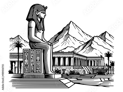 Ancient Egyptian Scene Goddess and Nile vector