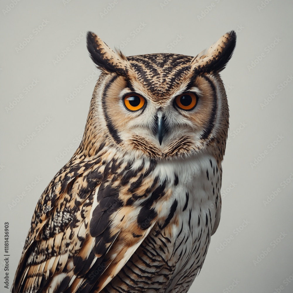 Obraz premium A minimalist geometric owl design, clear background.