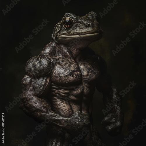 Muscular Frog-Human Hybrid with Intense Stare
 photo