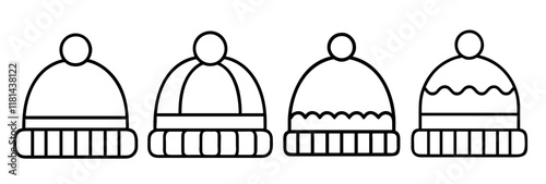 beanies 03 icon, Accessories line art, Accessories vector - simple black line art icon of beanies 03 perfect for logos, and Accessories-themed designs.