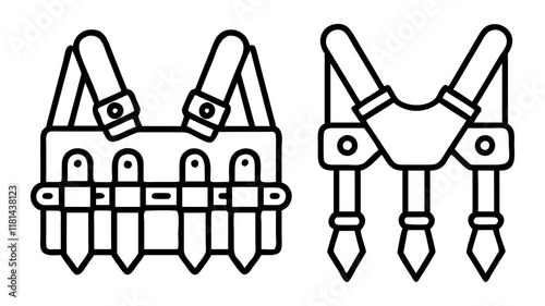 bandoliers 02 icon, Accessories line art, Accessories vector - simple black line art icon of bandoliers 02 perfect for logos, and Accessories-themed designs.