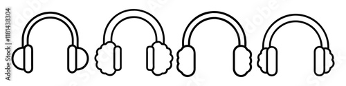 ear muffs 01 icon, Accessories line art, Accessories vector - simple black line art icon of ear muffs 01 perfect for logos, and Accessories-themed designs.