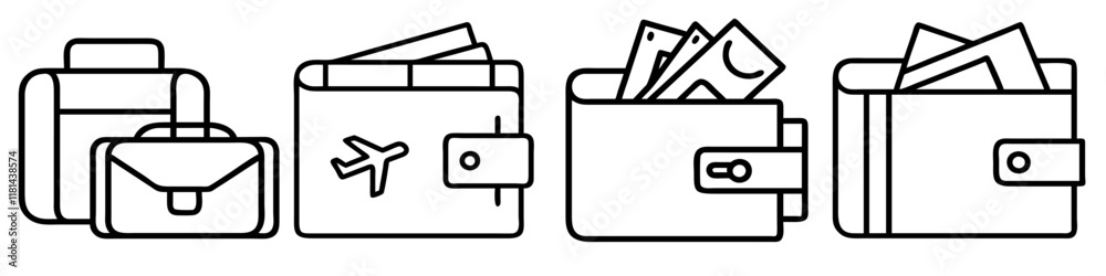 travel wallets 01 icon, Accessories line art, Accessories vector - simple black line art icon of travel wallets 01 perfect for logos, and Accessories-themed designs. travel wallets 01 icon, Accessories line art, Accessories vector - simple black line art icon of travel wallets 01 perfect for logos, and Accessories-themed designs.