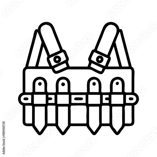 bandoliers icon, Accessories line art, Accessories vector - simple black line art icon of bandoliers perfect for logos, and Accessories-themed designs.