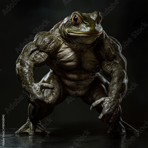 Muscular Frog-Human Hybrid with Intense Stare
 photo