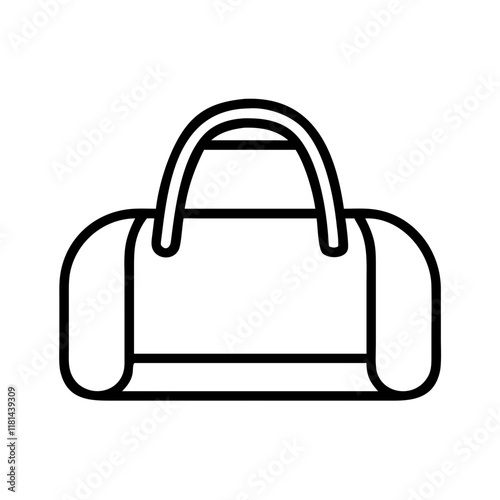 duffel bags icon, Accessories line art, Accessories vector - simple black line art icon of duffel bags perfect for logos, and Accessories-themed designs.