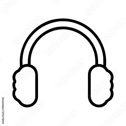 ear muffs icon, Accessories line art, Accessories vector - simple black line art icon of ear muffs perfect for logos, and Accessories-themed designs.