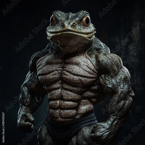 Muscular Frog-Human Hybrid with Intense Stare
 photo