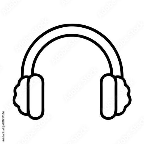 ear muffs icon, Accessories line art, Accessories vector - simple black line art icon of ear muffs perfect for logos, and Accessories-themed designs.