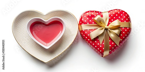 Romantic Valentine's Day gift: A heart-shaped plate & gift box, captured in stunning panoramic photography.