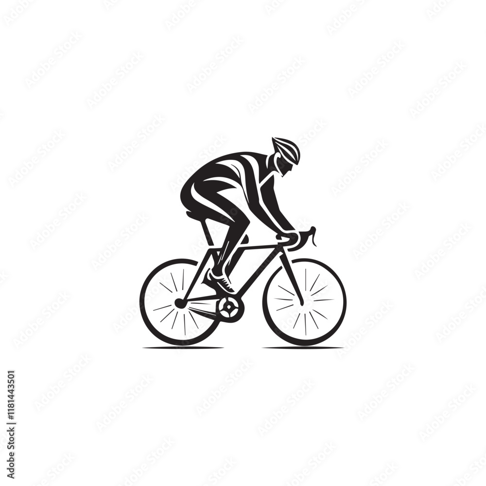 Naklejka premium silhouette of a person riding a bicycle