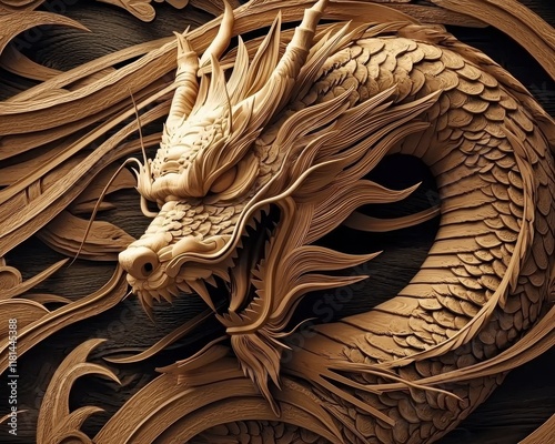 The fusion of mythical artistry and traditional woodwork in this dragon design.