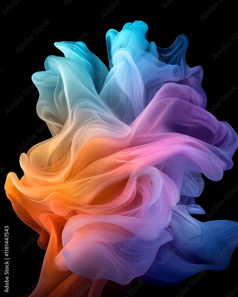 Obraz premium Abstract Colorful Swirling Fabric Dynamic Flowing Texture Pastel Hues Digital Art