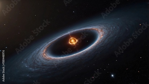Black Hole with Accretion Disk and Gravitational Lens Effect in Deep Space