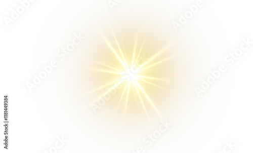 Bright Yellow Neon Lighting Effects with Reflections, Light Spots, Shiny Stars, and Glowing Sparks for Creating Stadium Atmosphere and Sunlight in PNG Format