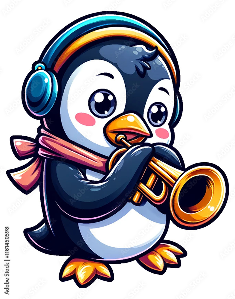 Obraz premium Cute Penguin illustration, Funny Penguin bird isolated on a transparent background 