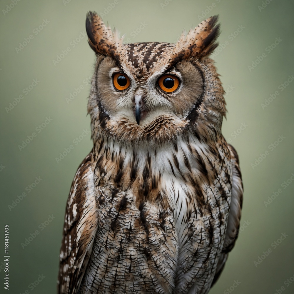 Fototapeta premium A realistic screech owl sitting quietly, clear background.