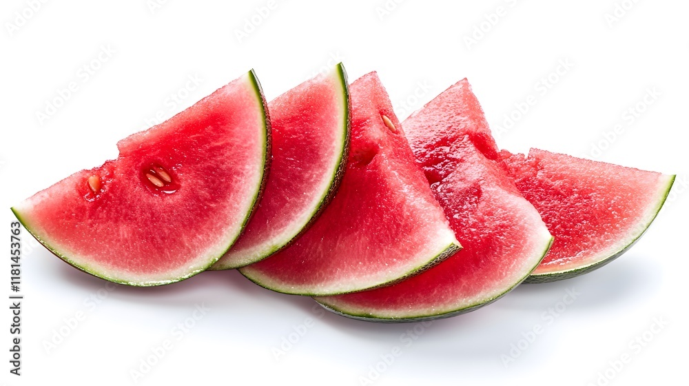 Sliced Red Chilli Sliced Winter melon isolated on a white background