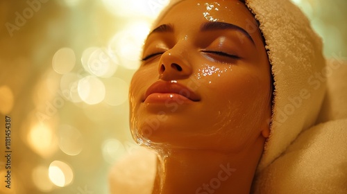 Relaxing facial treatment providing rejuvenation and hydration in a serene sp...