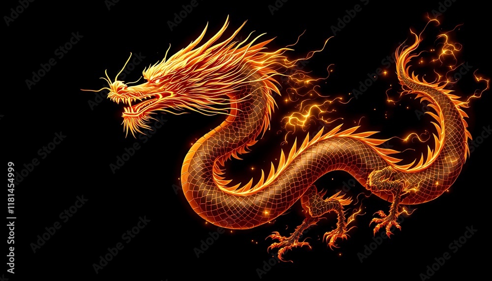 Fototapeta premium Fiery Dragon: A Digital Masterpiece