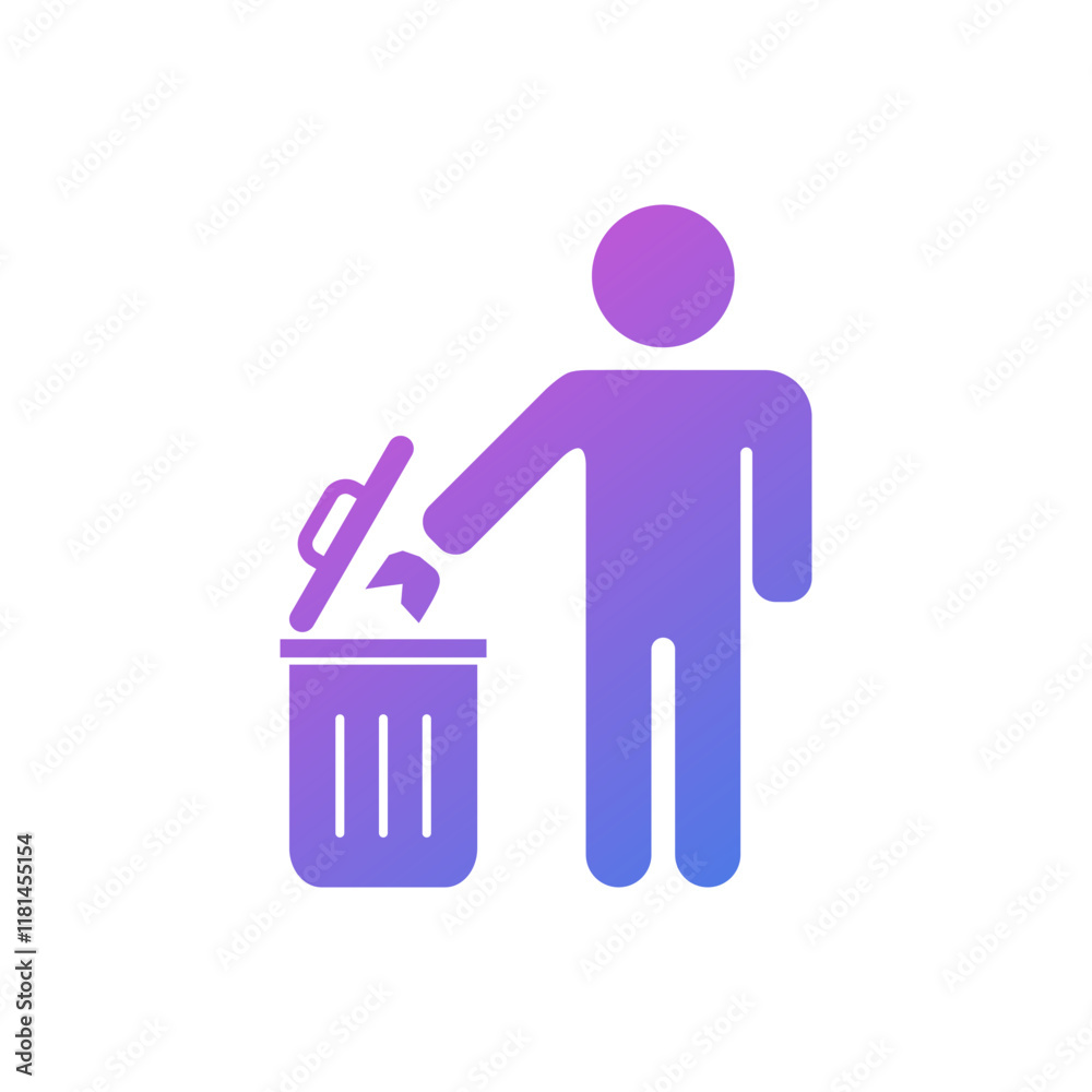 Vector icon of a person throwing garbage, symbol of keeping the flat design clean. Vector icon of a person throwing garbage, symbol of keeping the flat design clean.